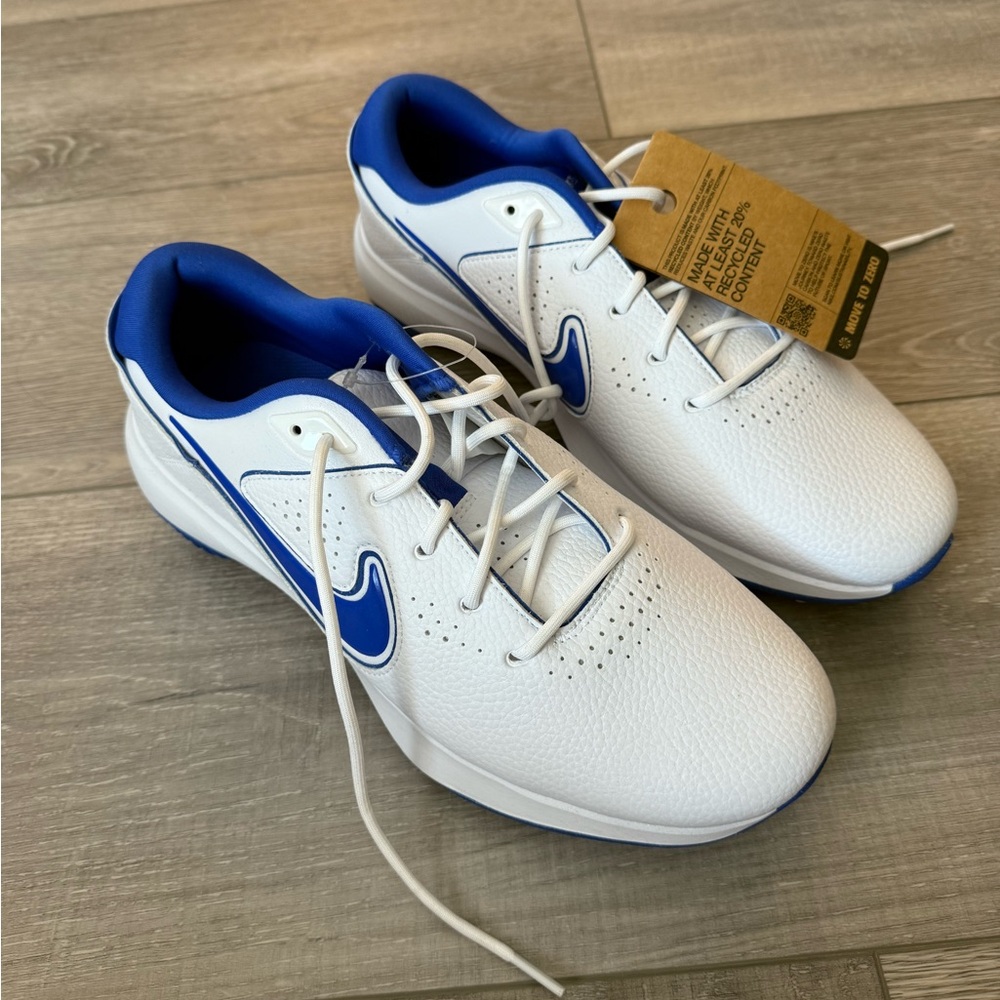 Nike Men's White and Blue Victory Pro Golf Shoes